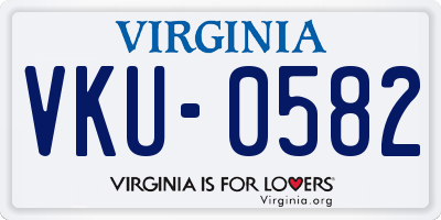 VA license plate VKU0582