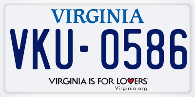 VA license plate VKU0586