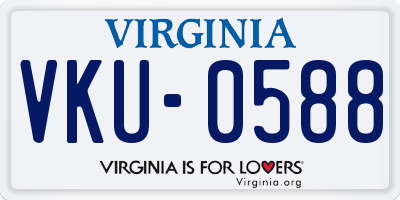 VA license plate VKU0588