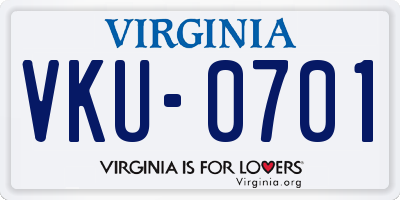 VA license plate VKU0701