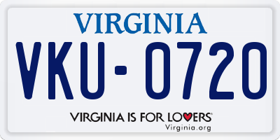 VA license plate VKU0720