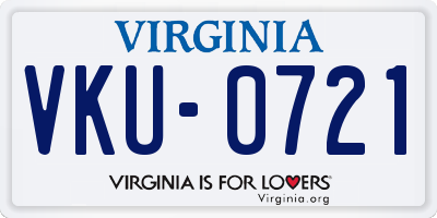 VA license plate VKU0721