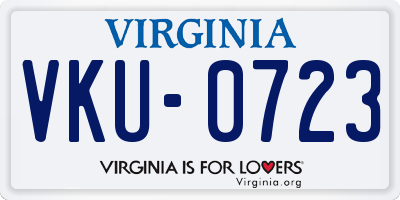 VA license plate VKU0723