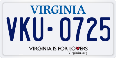 VA license plate VKU0725