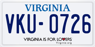 VA license plate VKU0726