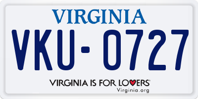 VA license plate VKU0727