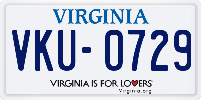 VA license plate VKU0729