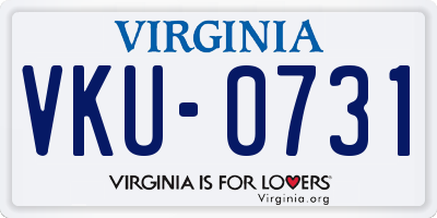 VA license plate VKU0731