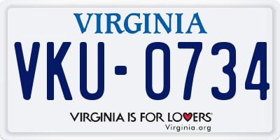 VA license plate VKU0734