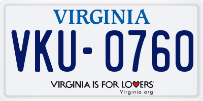 VA license plate VKU0760