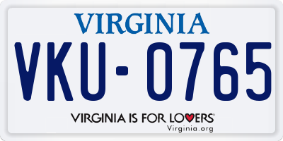 VA license plate VKU0765