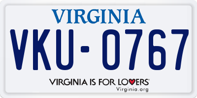VA license plate VKU0767