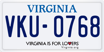 VA license plate VKU0768
