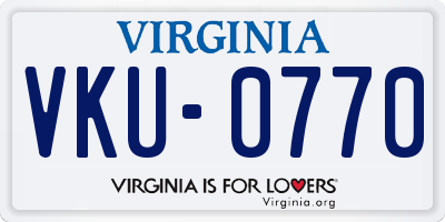 VA license plate VKU0770