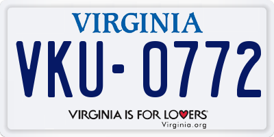 VA license plate VKU0772
