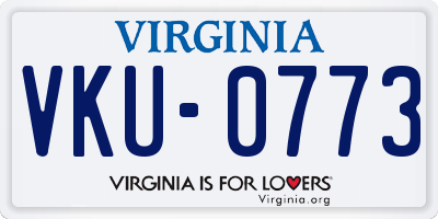 VA license plate VKU0773