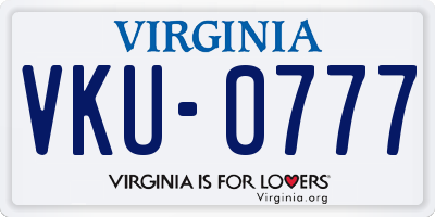 VA license plate VKU0777