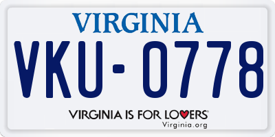 VA license plate VKU0778