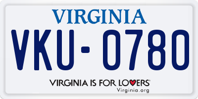 VA license plate VKU0780