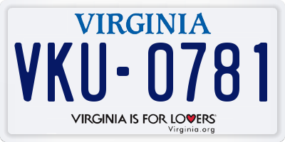 VA license plate VKU0781