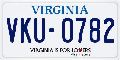 VA license plate VKU0782
