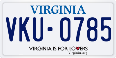 VA license plate VKU0785