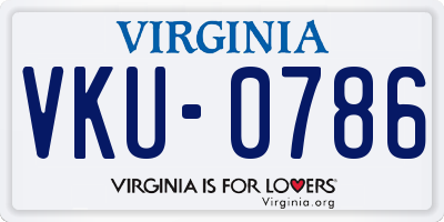 VA license plate VKU0786