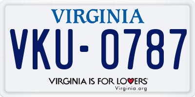 VA license plate VKU0787