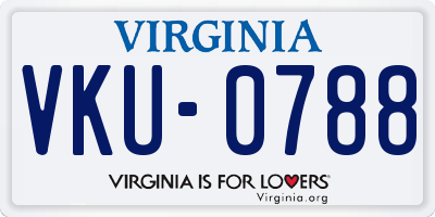 VA license plate VKU0788