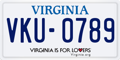 VA license plate VKU0789