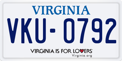 VA license plate VKU0792