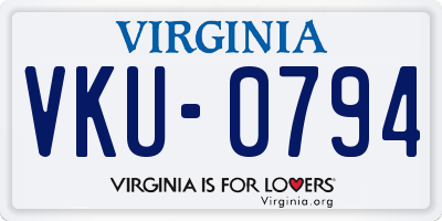 VA license plate VKU0794