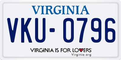 VA license plate VKU0796
