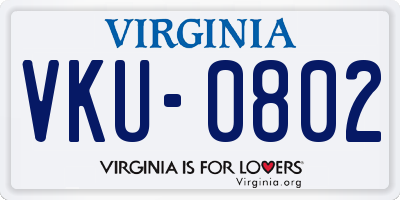VA license plate VKU0802