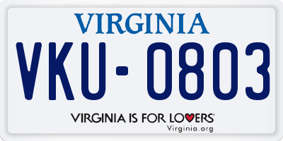 VA license plate VKU0803