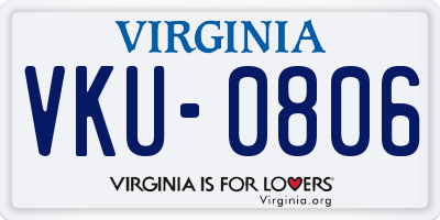 VA license plate VKU0806