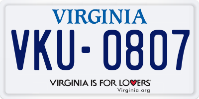 VA license plate VKU0807