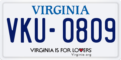 VA license plate VKU0809