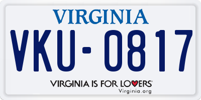 VA license plate VKU0817
