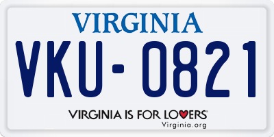 VA license plate VKU0821