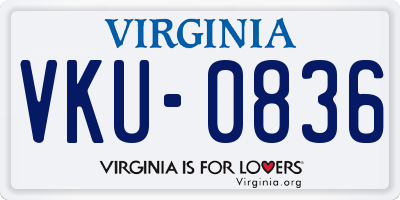 VA license plate VKU0836
