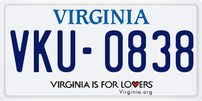 VA license plate VKU0838