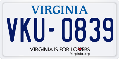 VA license plate VKU0839