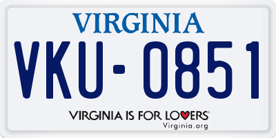 VA license plate VKU0851