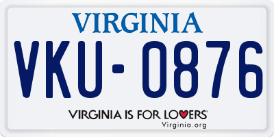 VA license plate VKU0876
