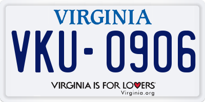 VA license plate VKU0906