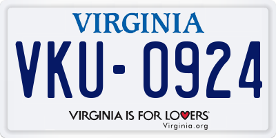 VA license plate VKU0924
