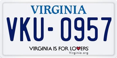 VA license plate VKU0957