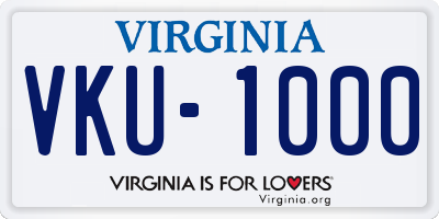 VA license plate VKU1000