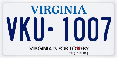 VA license plate VKU1007